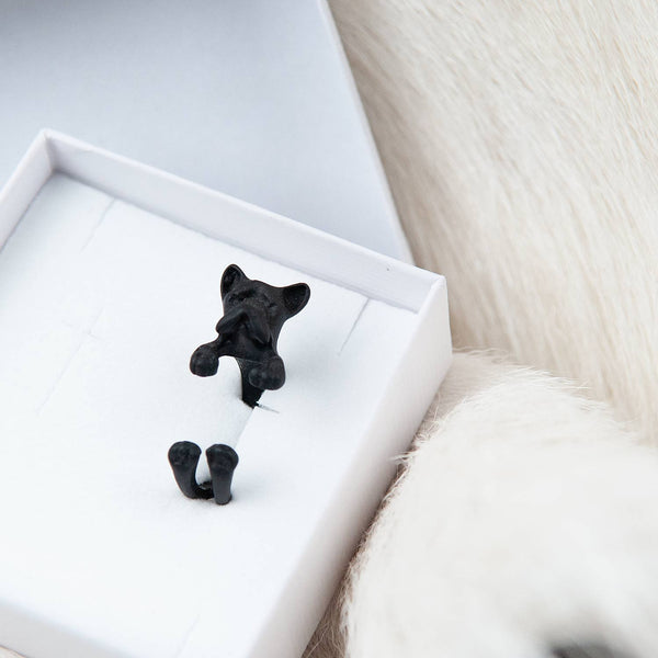 Ring Hund Bulldogge Schwarz