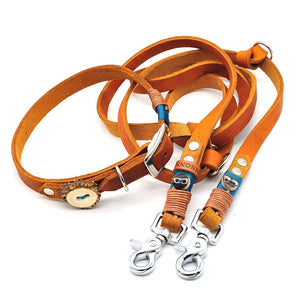 Set: Hundeleine Leder & Halsband mit Schnalle | Konfigurator
