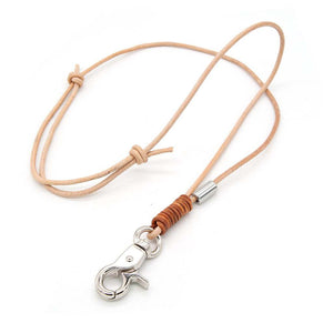 Elegantes verstellbares Pfeifenband aus hochwertigem Kuhleder mit silbernem Karabiner.