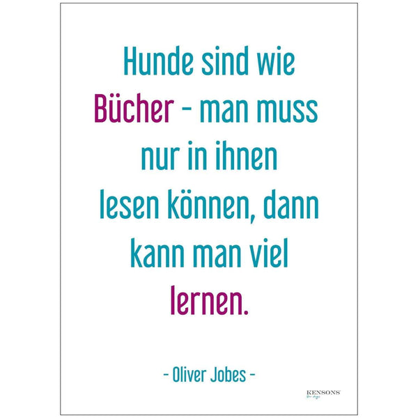 'Hunde sind wie Bücher...' Postkarte