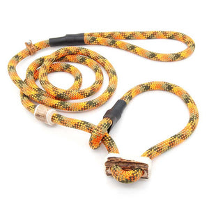 #T-RLS-10-GOL, Leichte und robuste Retrieverleine aus Tau mit Hirschhorn, grün-gelb