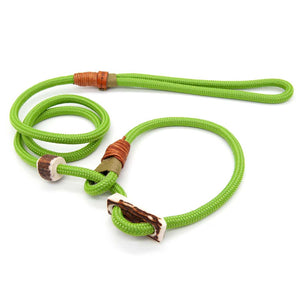 #T-RLE-08-EME, 8mm Hundeleine mit Stopper aus Hirschhorn und Takling, apfel-gruen
