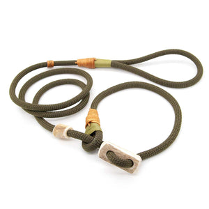 #T-RLE-08-OLIG, Retrieverleine mit stilvollem Takling – 8mm, gruen-oliv