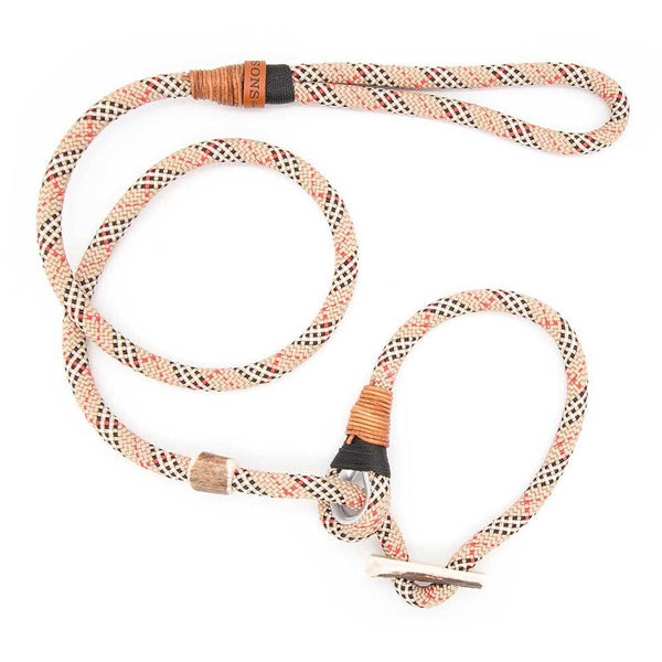 #T-RLE-10-HIGHH, Stufenlos verstellbare Premium Retrieverleine 10 mm Highland Houndstooth mit Takling, mit edlem Hirschhorn-Stopper für Stil + Funktion