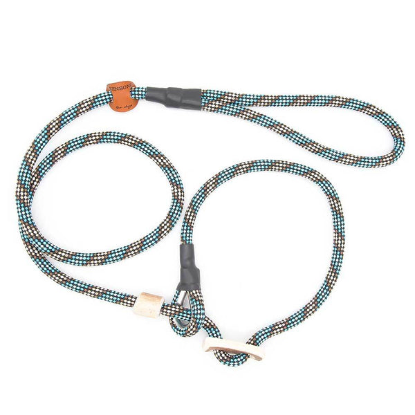 #T-RLS-08-BAV, Retrieverleine 8 mm in Bavaria mit Hirschhorn-Stopper, handgefertigte Moxon-Leine für Hunde