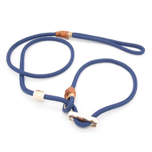 #T-RLE-08-MID, Retrieverleine mit elegantem Finish durch farbiges Takling, beige-blau