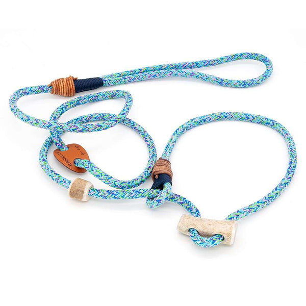 Premium Retrieverleine 6 mm Deep Sea mit Takling und Hirschhorn-Stopper, handgefertigte Moxon-Leine für Hunde