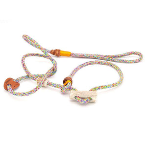 Premium Retrieverleine 6 mm Motley Sunburst mit Takling und Hirschhorn-Stopper, handgefertigte Moxon-Leine für Hunde