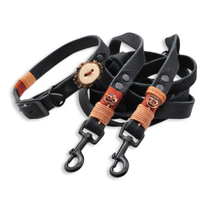Set: Hundeleine Leder & Halsband mit Schnalle | Konfigurator