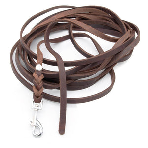 #L-TL-10-WAL, Mantrailing Leine aus Leder – 10 mm breit, 7,5 m lang, weich und langlebig für effizientes Training - braun