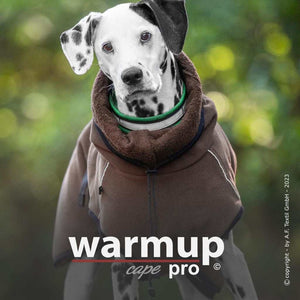 WARMUP Cape Pro Braun – Wendbarer Hundebademantel mit Frottee- und Fleeceseite für Wärme und Trockenheit