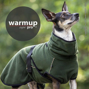 WARMUP Cape Pro Grün – Wendbarer Hundebademantel mit Frottee- und Fleeceseite für Wärme und Trockenheit