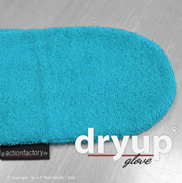 DRYUP Hunde-Handschuh in Hell-Blau – saugstarker Baumwoll-Handschuh, ideal zum schnellen Trocknen von nassen Hundepfoten.