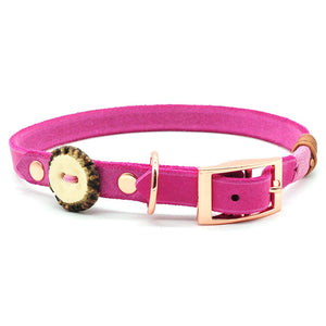 Halsband Leder Pink | Schnalle | Beschläge und Garn nach Wunsch - KENSONS for dogs