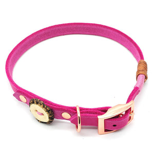 Halsband Leder Pink | Schnalle | Beschläge und Garn nach Wunsch - KENSONS for dogs