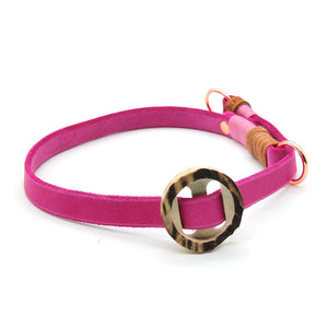 Halsband Leder Pink | Zugstopp | Beschläge und Garn nach Wunsch - KENSONS for dogs