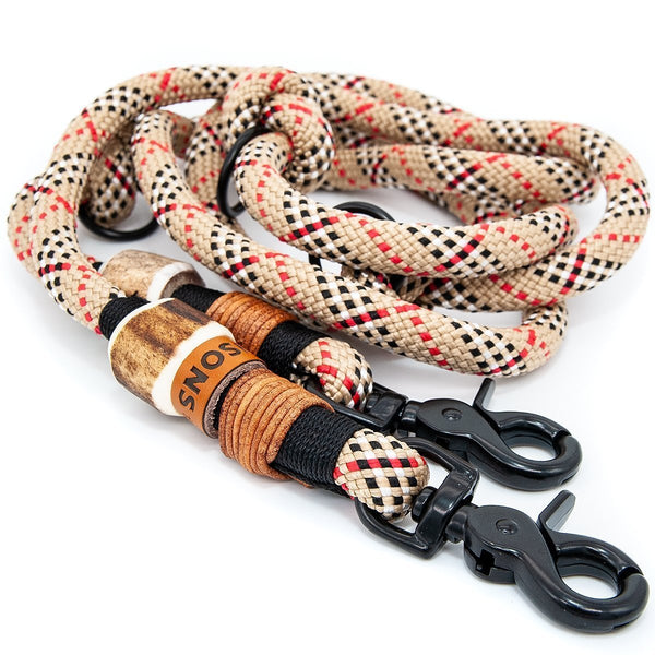 Hundeleine Tau Ø 10mm | 3fach verstellbar | 2 Meter | Schottisch Beige - KENSONS for dogs