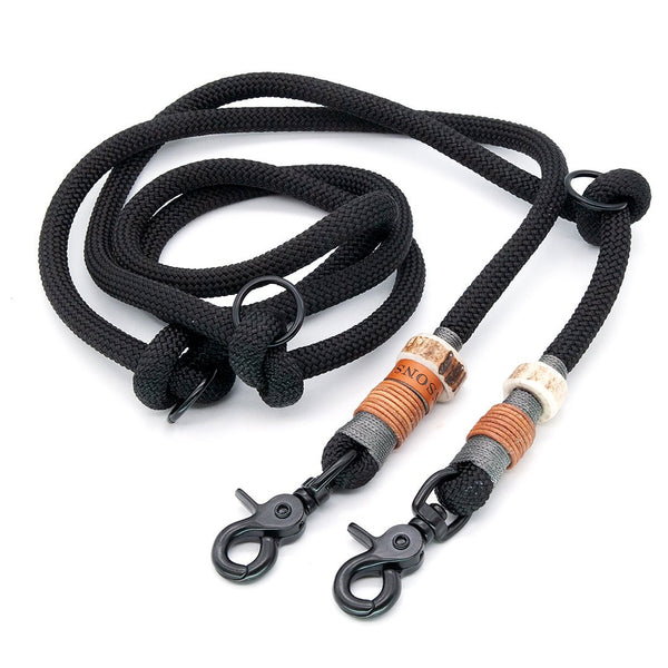 Hundeleine Tau Ø 10mm | 3fach verstellbar | 2 Meter | Schwarz - KENSONS for dogs