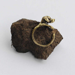 Labrador Ring Hund Schmuck -bronzen- verstellbarer Statement Ring für Hundefreunde, ideal als Geschenk zu Weihnachten, Ostern, Geburtstag oder Jahrestag, in einer edlen Schmuckschachtel