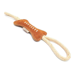 Nachhaltiges Wildleder-Hundespielzeug Knochen, ideal zum Kauen, Zerren & Werfen